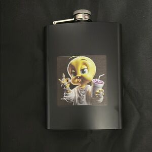 Black Flask with Cartoon Character Design